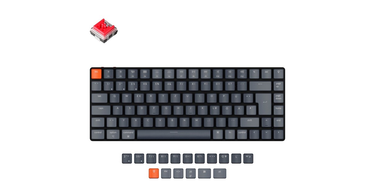 Keychron K3 Version 2, Gaming-Tastatur(schwarz/grau, DE-Layout, Keychron Low Profile Optical Red, Hot-Swap, Aluminiumrahmen, RGB, Outlet)