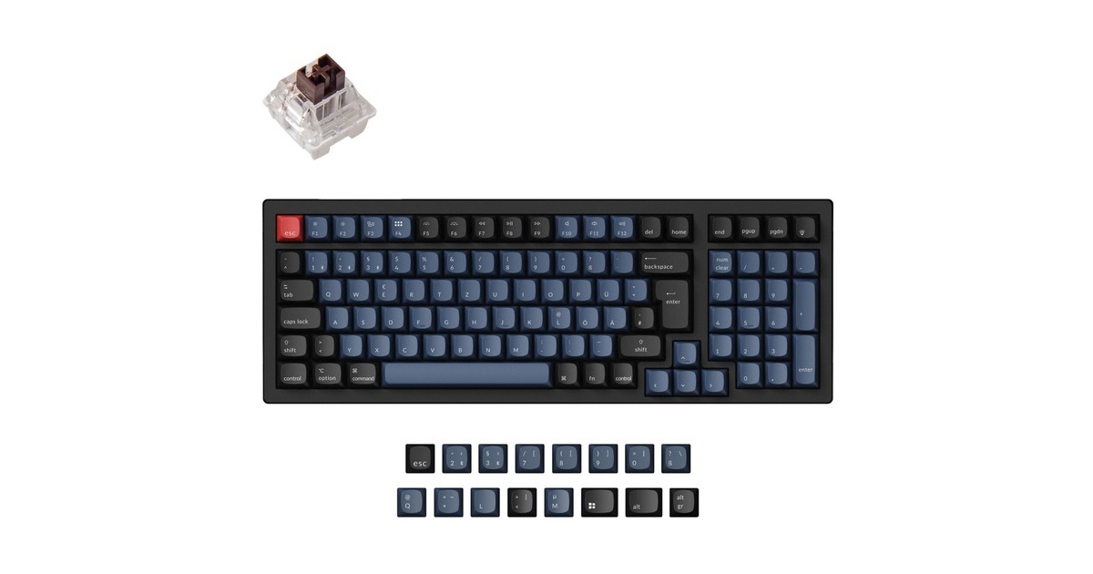 Keychron K4 Pro, Gaming-Tastatur(schwarz/blaugrau, DE-Layout, Keychron K Pro Brown, Hot-Swap, Aluminiumrahmen, RGB)