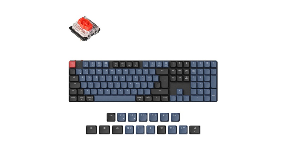 Keychron K5 Pro, Gaming-Tastatur(schwarz/blaugrau, DE-Layout, Gateron Low Profile 2.0 Mechanical Red, Hot-Swap, Aluminiumrahmen, RGB)