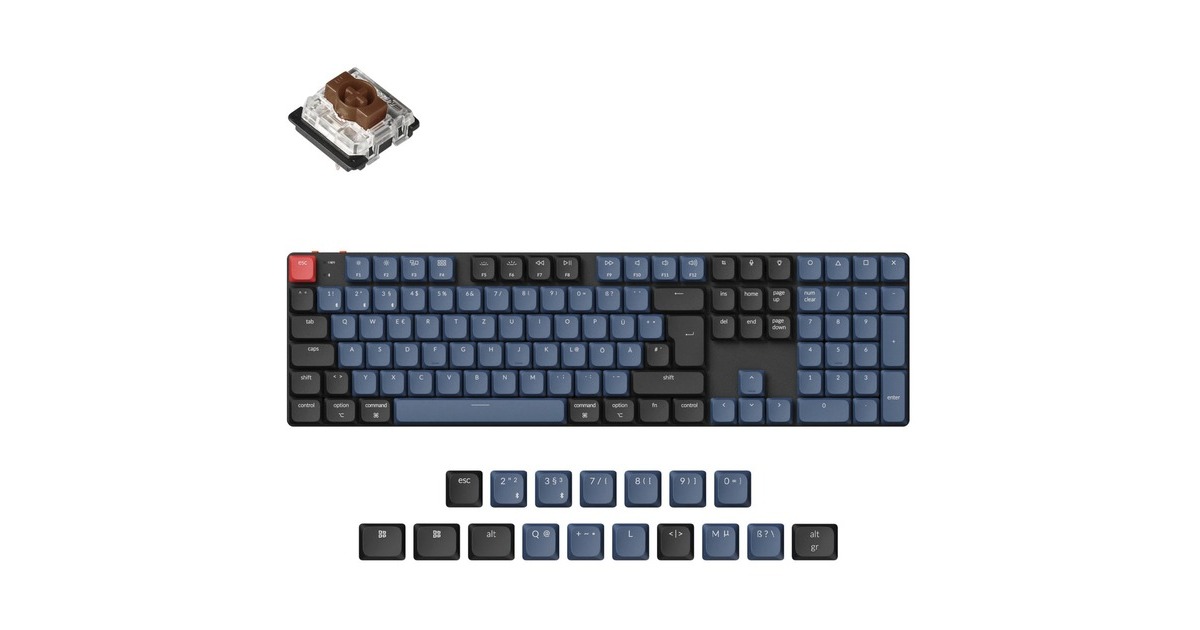 Keychron K5 Pro, Gaming-Tastatur(schwarz/blaugrau, DE-Layout, Gateron Low Profile 2.0 Mechanical Brown, Hot-Swap, Aluminiumrahmen, RGB)