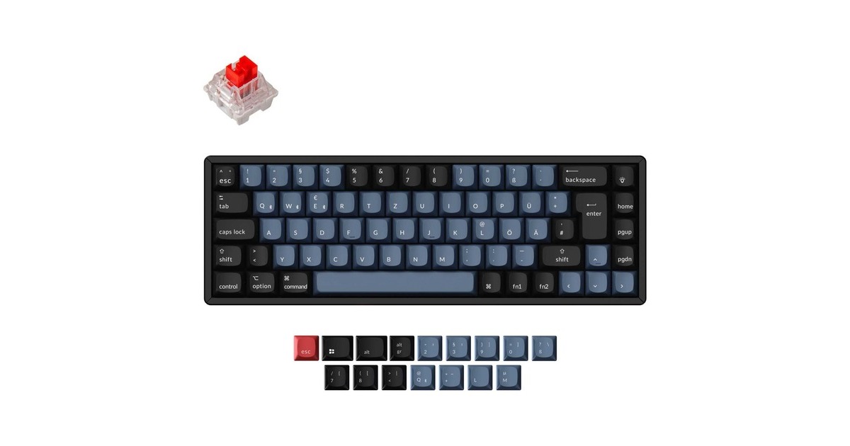 Keychron K6 Pro, Gaming-Tastatur(schwarz/blaugrau, DE-Layout, Keychron K Pro Red, Hot-Swap, Aluminiumrahmen, RGB)