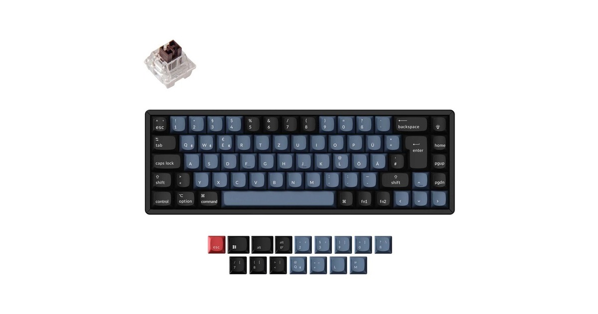 Keychron K6 Pro, Gaming-Tastatur(schwarz/blaugrau, DE-Layout, Keychron K Pro Brown, Hot-Swap, Aluminiumrahmen, RGB)