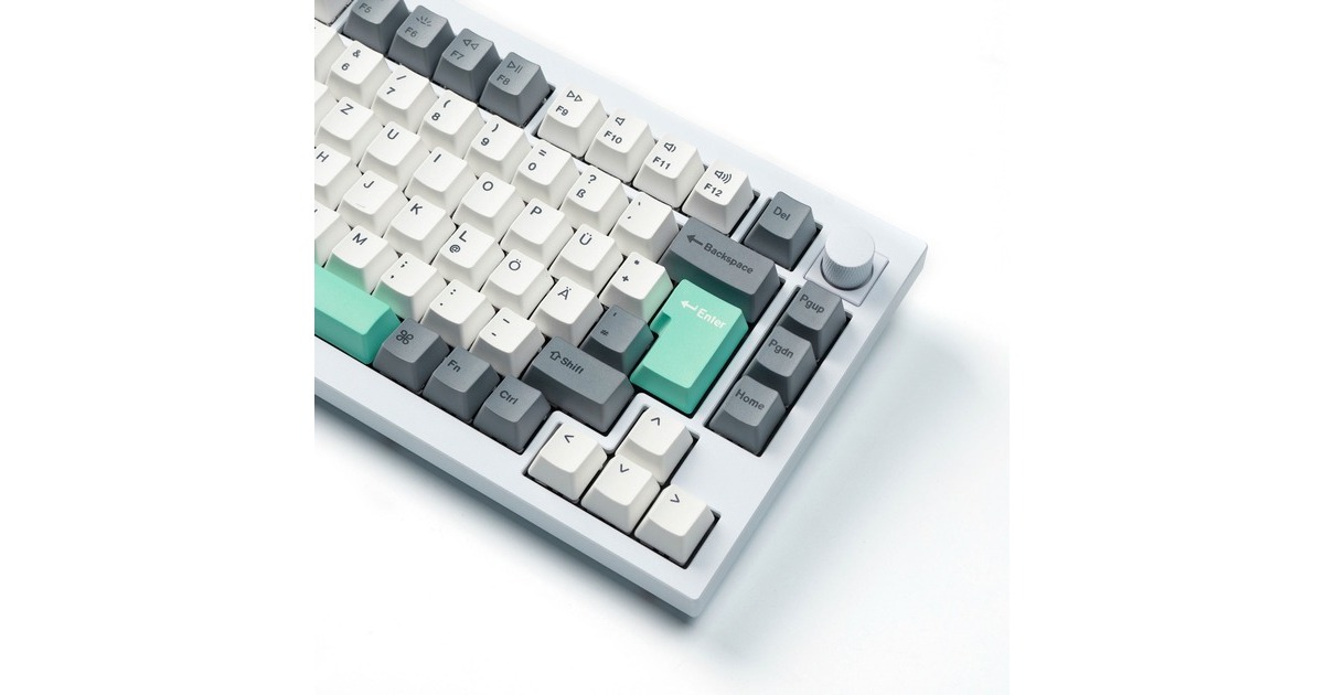 Keychron OEM Dye-Sub PBT Full Keycap-Set - Gray White Mint, Tastenkappe(weiß/mint, 137 Stück, DE-Layout (ISO))