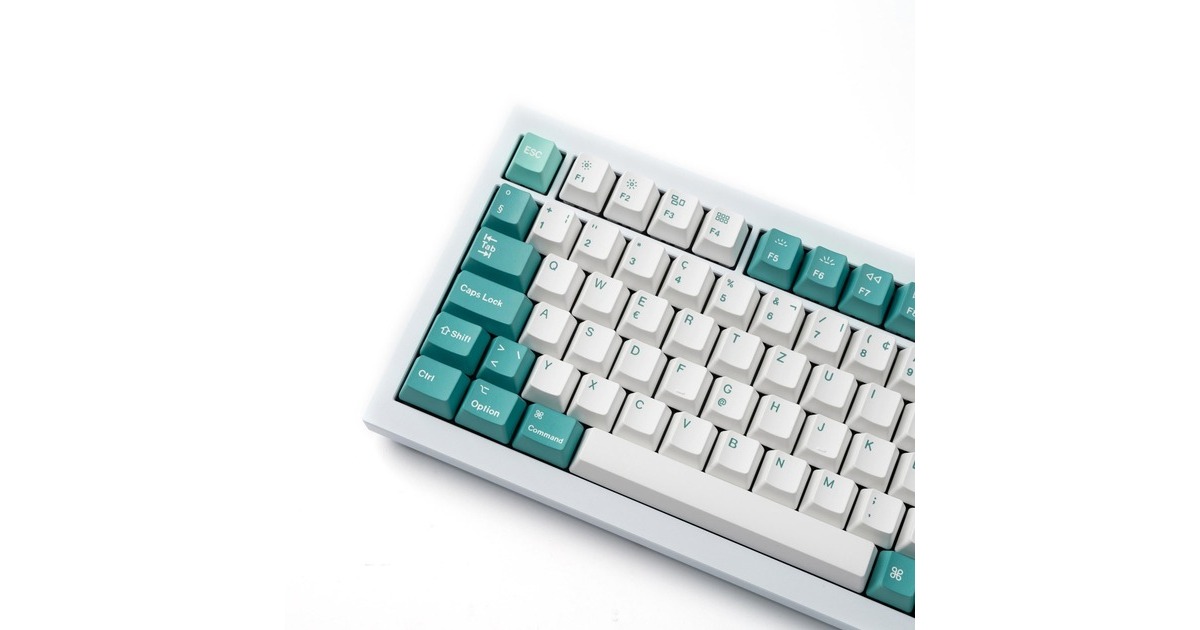 Keychron OEM Dye-Sub PBT Full Keycap-Set - White Mint, Tastenkappe(weiß/mint, 137 Stück, DE-Layout (ISO))