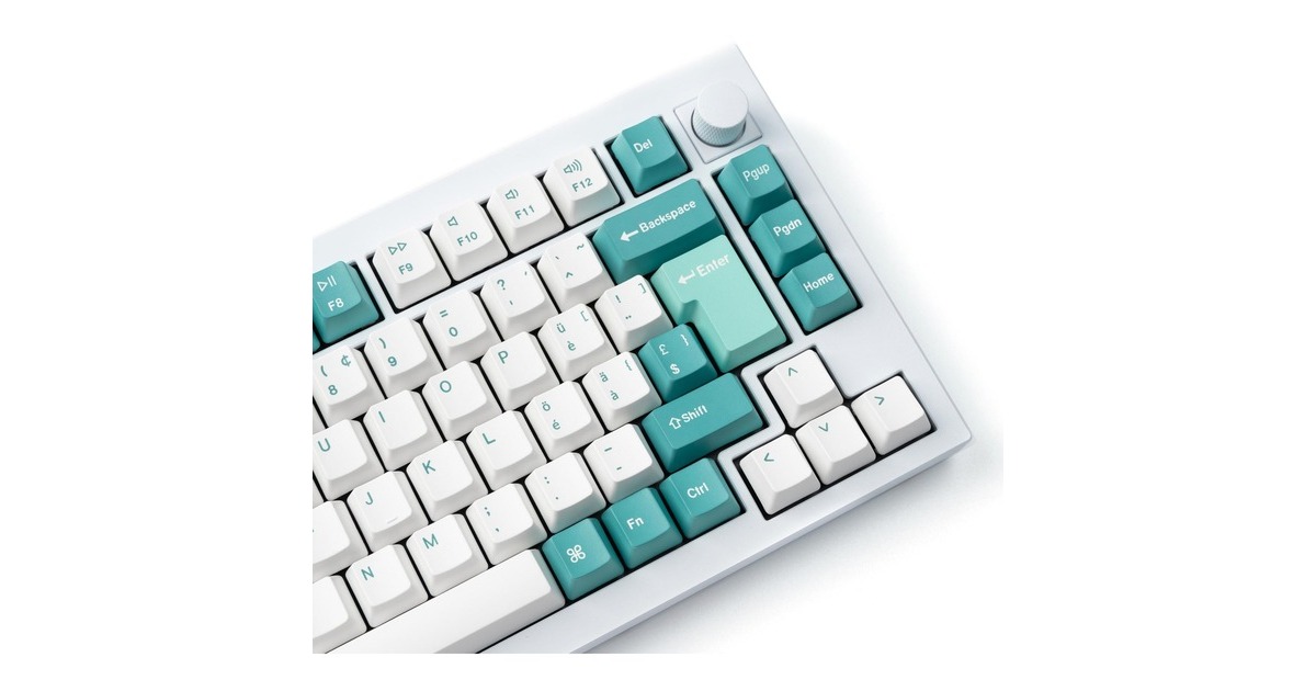 Keychron OEM Dye-Sub PBT Full Keycap-Set - White Mint, Tastenkappe(weiß/mint, 137 Stück, DE-Layout (ISO))