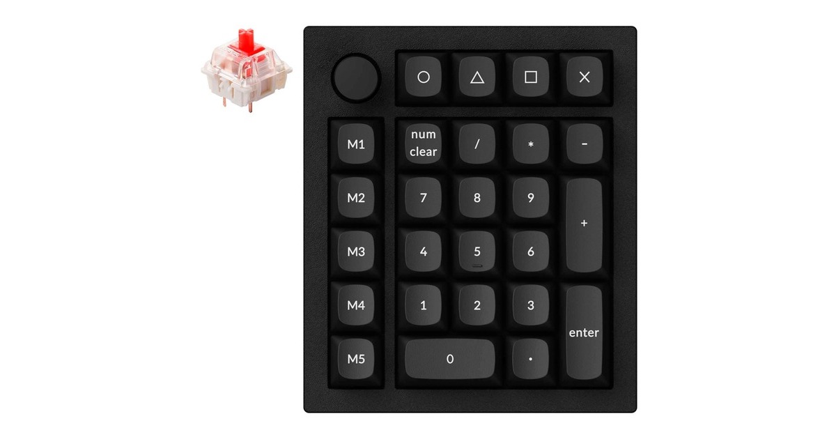 Keychron Q0+, Ziffernblock(schwarz, Gateron G Pro Red, Hot Swap, Aluminiumrahmen, RGB, Knob)