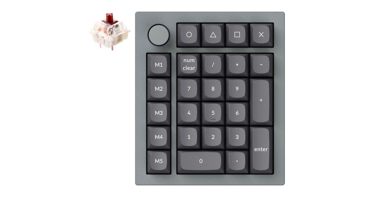 Keychron Q0+, Ziffernblock(grau, Gateron G Pro Brown, Hot Swap, Aluminiumrahmen, RGB, Knob)