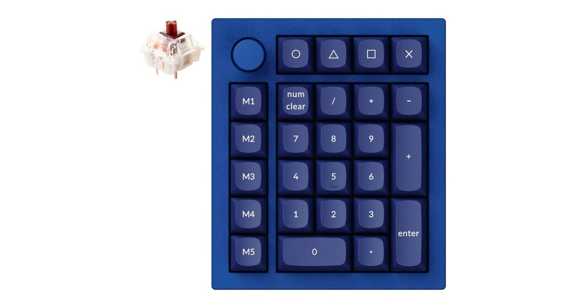 Keychron Q0+, Ziffernblock(blau, Gateron G Pro Brown, Hot Swap, Aluminiumrahmen, RGB, Knob)