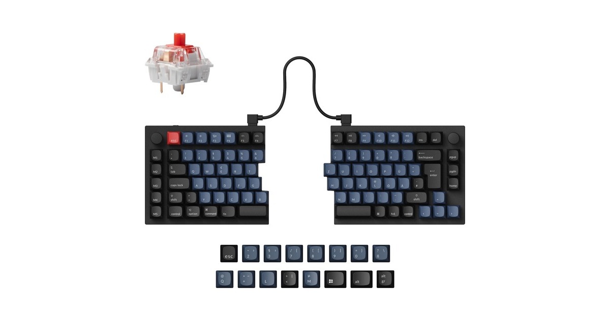 Keychron Q11, Gaming-Tastatur(schwarz/blau, DE-Layout, Keychron K Pro Red, Hot-Swap, Aluminiumrahmen, RGB)