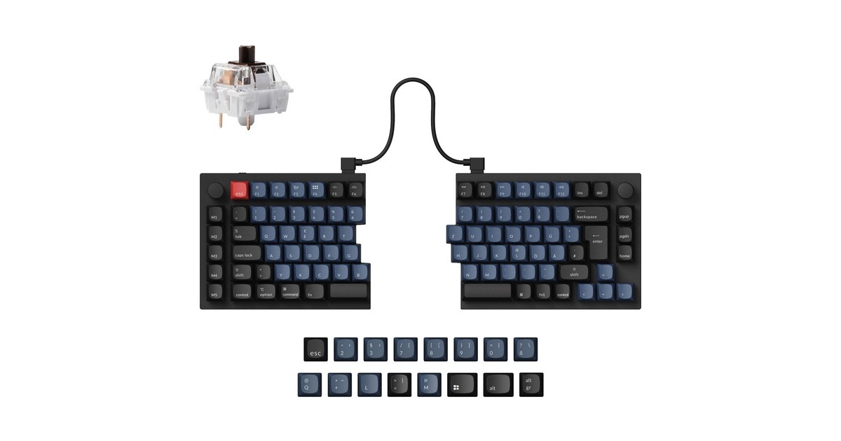 Keychron Q11, Gaming-Tastatur(schwarz/blau, DE-Layout, Keychron K Pro Brown, Hot-Swap, Aluminiumrahmen, RGB)