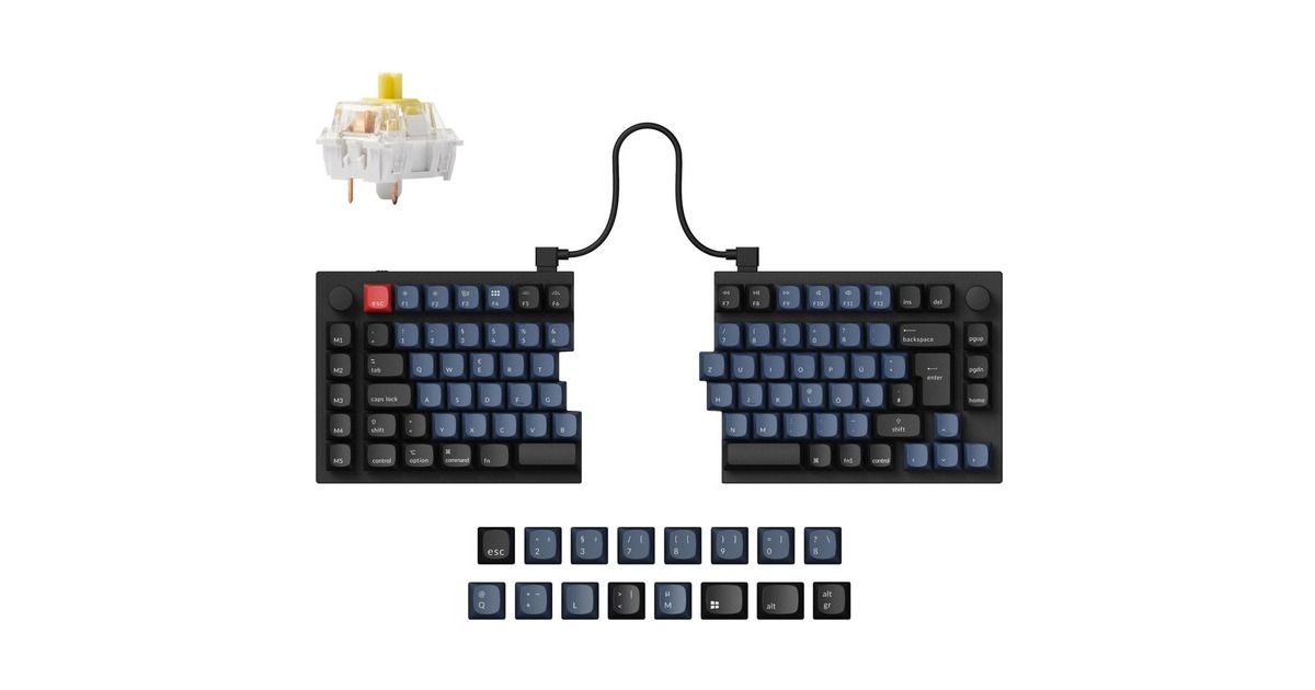 Keychron Q11, Gaming-Tastatur(schwarz/blau, DE-Layout, Keychron K Pro Banana, Hot-Swap, Aluminiumrahmen, RGB)