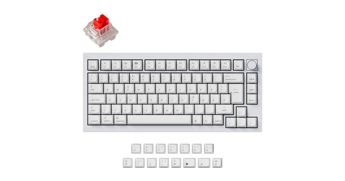 Keychron Q1 Version 1 Knob, Gaming-Tastatur(weiß, DE-Layout, Keychron K Pro Red, Hot-Swap, Aluminiumrahmen, RGB)