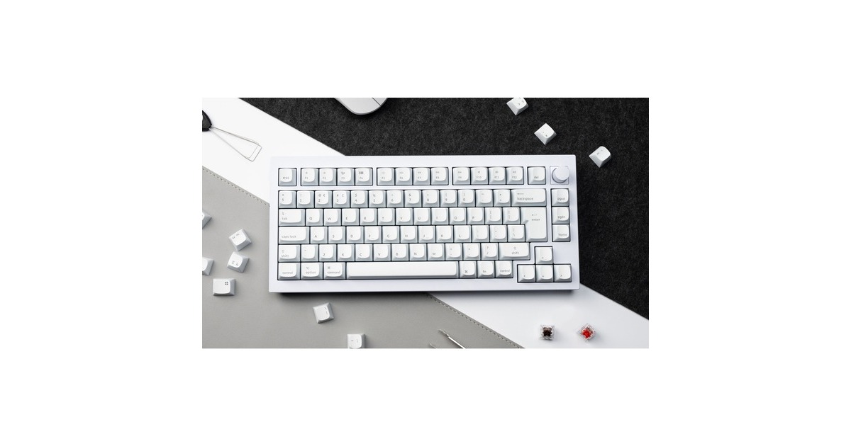 Keychron Q1 Version 1 Knob, Gaming-Tastatur(weiß, DE-Layout, Keychron K Pro Red, Hot-Swap, Aluminiumrahmen, RGB)