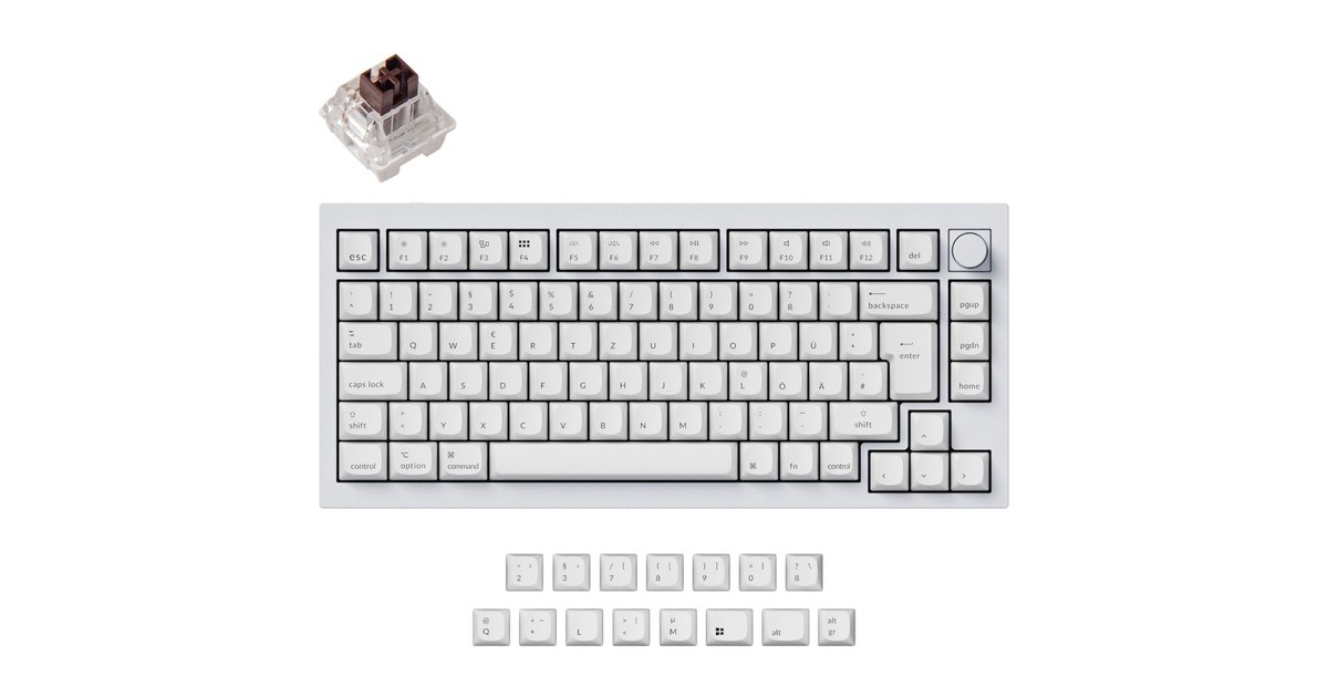 Keychron Q1 Version 1 Knob, Gaming-Tastatur(weiß, DE-Layout, Keychron K Pro Brown, Hot-Swap, Aluminiumrahmen, RGB)