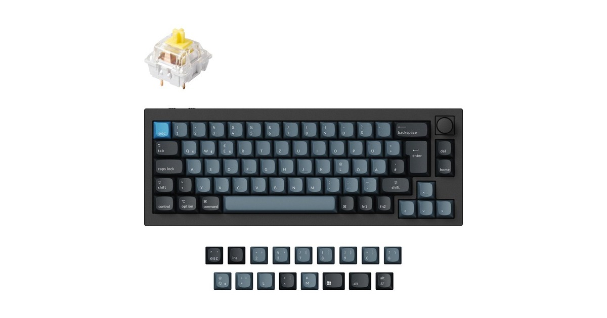 Keychron Q2 Pro, Gaming-Tastatur(schwarz/blaugrau, DE-Layout, Keychron K Pro Banana, Hot-Swap, Aluminiumrahmen, RGB)