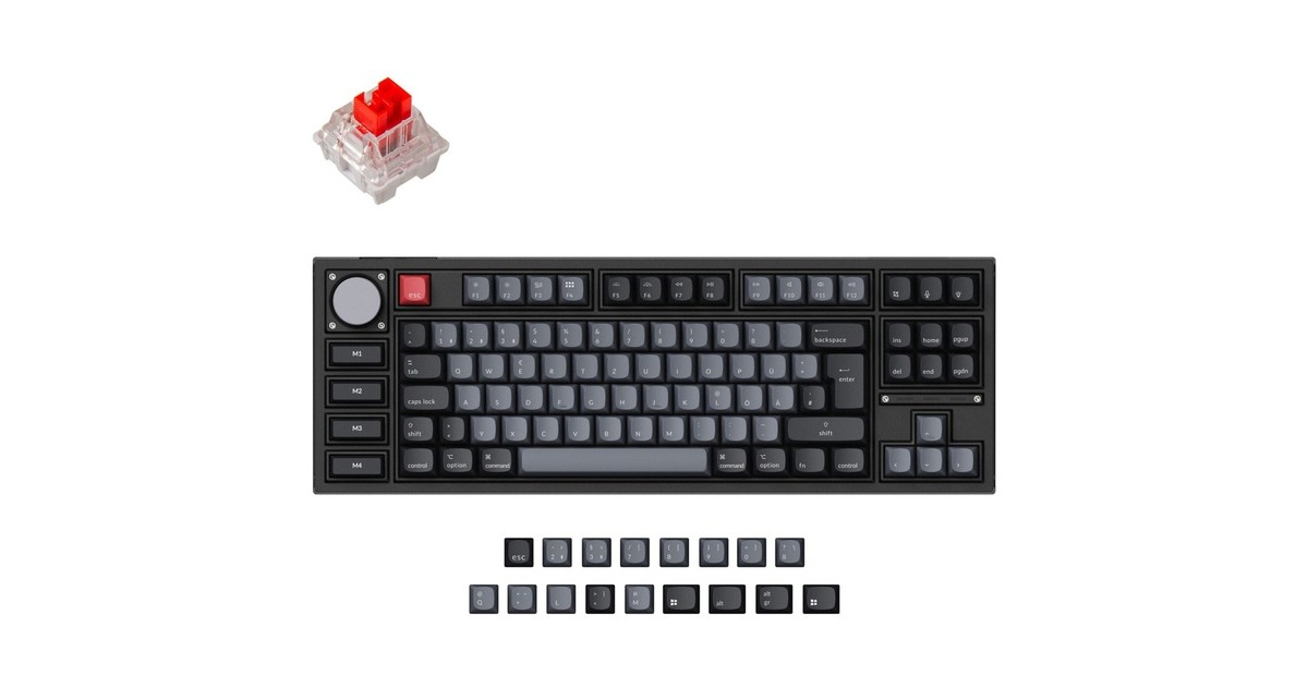 Keychron Q3 Pro, Gaming-Tastatur(schwarz/blaugrau, DE-Layout, Keychron K Pro Red, Hot-Swap, Aluminiumrahmen, RGB)