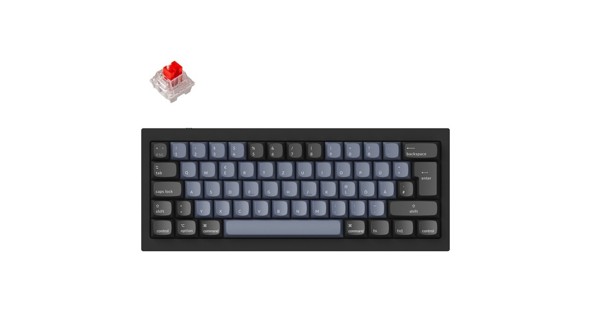 Keychron Q4, Gaming-Tastatur(schwarz/blaugrau, DE-Layout, Gateron G Pro Red, Hot-Swap, Aluminiumrahmen, RGB)