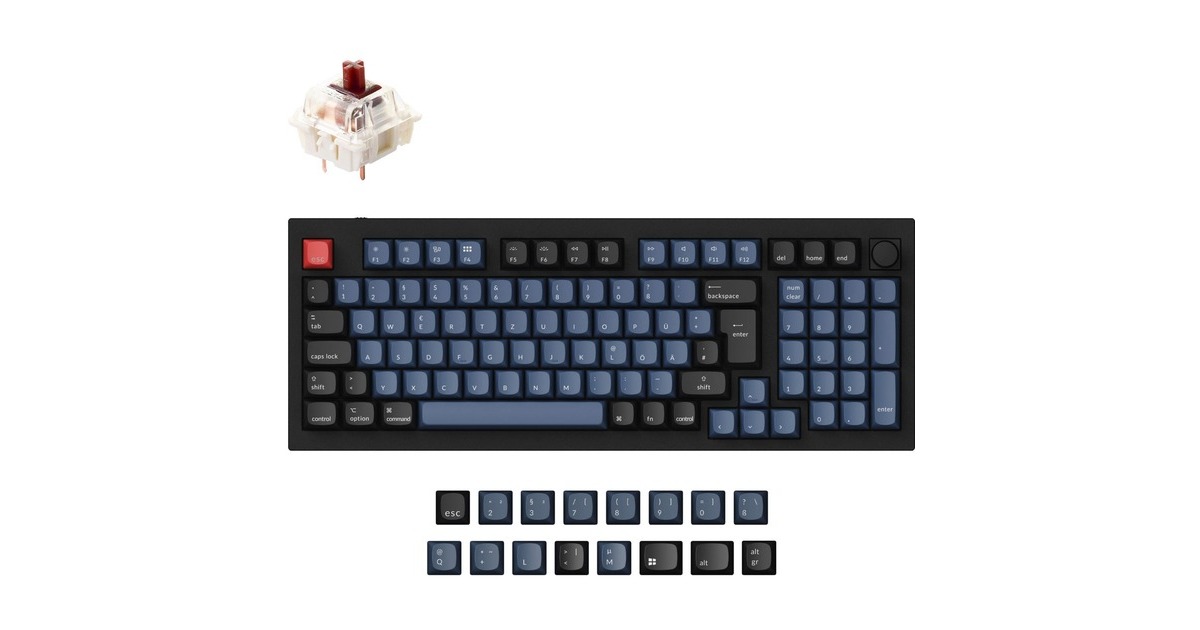 Keychron Q5 Knob, Gaming-Tastatur(schwarz/blaugrau, DE-Layout, Gateron G Pro Red, Hot-Swap, Aluminiumrahmen, RGB)