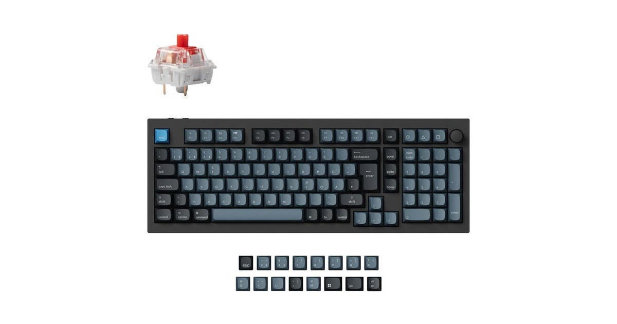 Keychron Q5 Pro, Gaming-Tastatur(schwarz/blaugrau, DE-Layout, Keychron K Pro Red, Hot-Swap, Aluminiumrahmen, RGB)