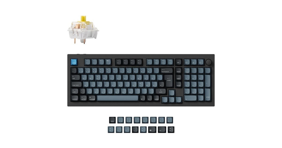 Keychron Q5 Pro, Gaming-Tastatur(schwarz/blaugrau, DE-Layout, Keychron K Pro Banana, Hot-Swap, Aluminiumrahmen, RGB)