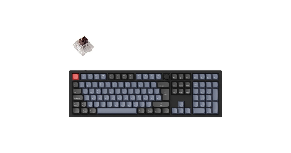 Keychron Q6 Knob, Gaming-Tastatur(schwarz/blaugrau, DE-Layout, Gateron G Pro Brown, Hot-Swap, Aluminiumrahmen, RGB)