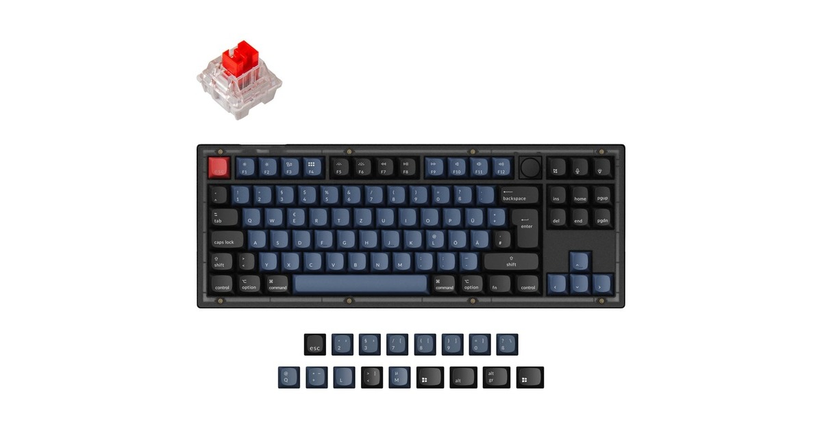Keychron V3 Knob, Gaming-Tastatur(schwarz/blaugrau, DE-Layout, Keychron K Pro Red, Hot-Swap, RGB, Outlet)