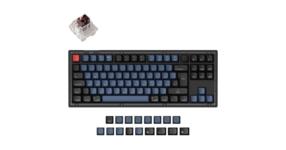 Keychron V3 Knob, Gaming-Tastatur(schwarz/blaugrau, DE-Layout, Keychron K Pro Brown, Hot-Swap, RGB)