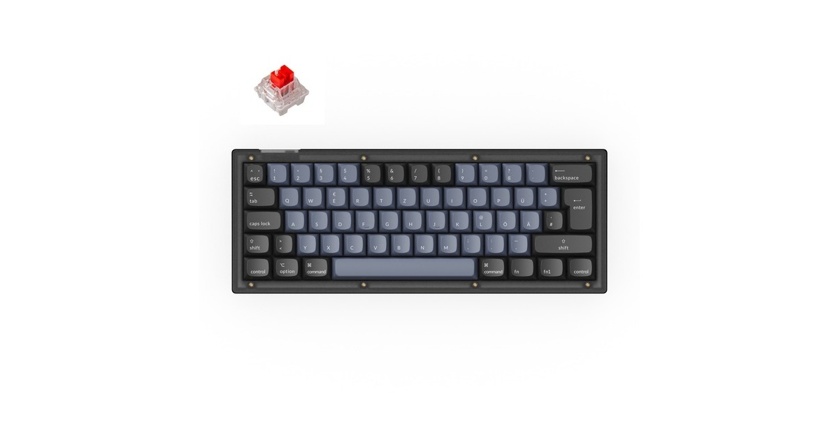 Keychron V4, Gaming-Tastatur(schwarz/blaugrau, DE-Layout, Keychron K Pro Red, Hot-Swap, RGB)