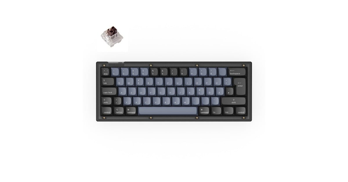 Keychron V4, Gaming-Tastatur(schwarz/blaugrau, DE-Layout, Keychron K Pro Brown, Hot-Swap, RGB)