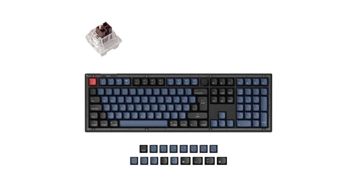 KeychronV6, Gaming-Tastatur(schwarz/blaugrau, DE-Layout, Keychron K Pro Brown, Hot-Swap, RGB)