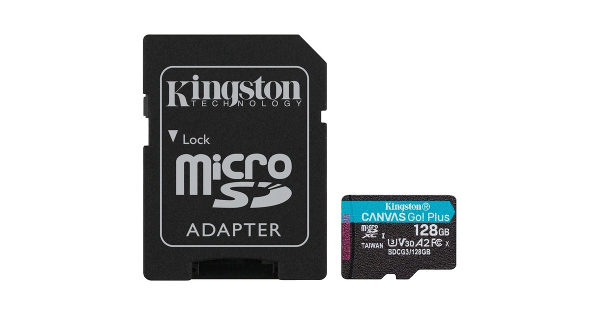 Kingston Canvas Go! Plus 128 GB microSDXC, Speicherkarte(schwarz, UHS-I U3, Class 10, V30, A2)