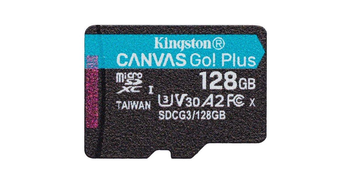 Kingston Canvas Go! Plus 128 GB microSDXC, Speicherkarte(schwarz, UHS-I U3, Class 10, V30, A2)