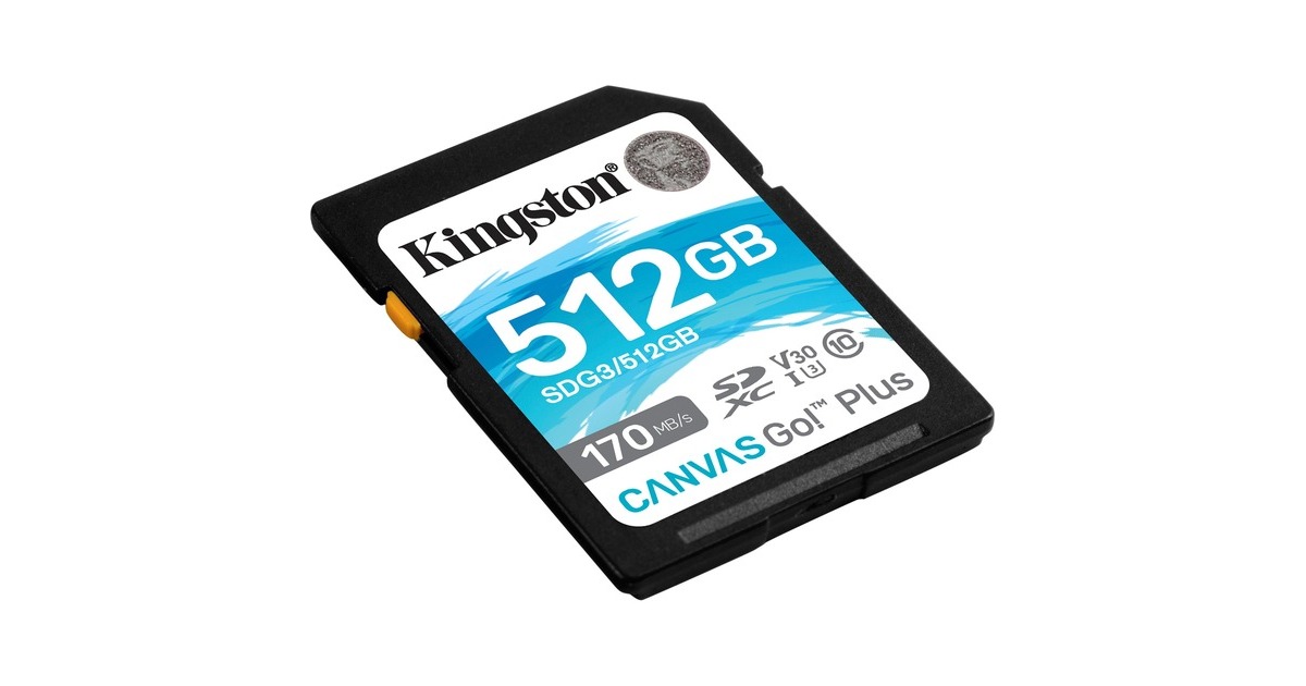 Kingston Canvas Go! Plus 512 GB SDXC, Speicherkarte(schwarz, UHS-I U3, Class 10, V30)