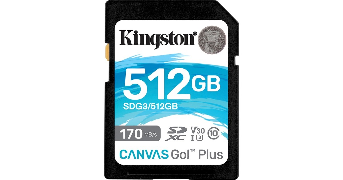 Kingston Canvas Go! Plus 512 GB SDXC, Speicherkarte(schwarz, UHS-I U3, Class 10, V30)