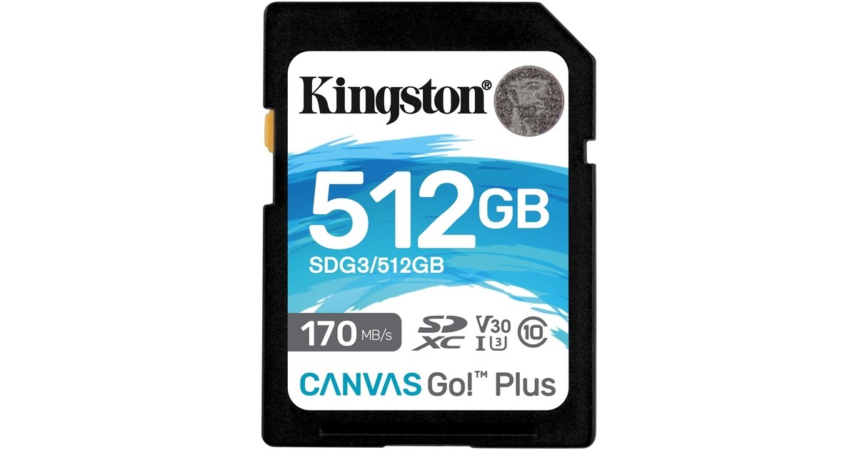Kingston Canvas Go! Plus 512 GB SDXC, Speicherkarte(schwarz, UHS-I U3, Class 10, V30)