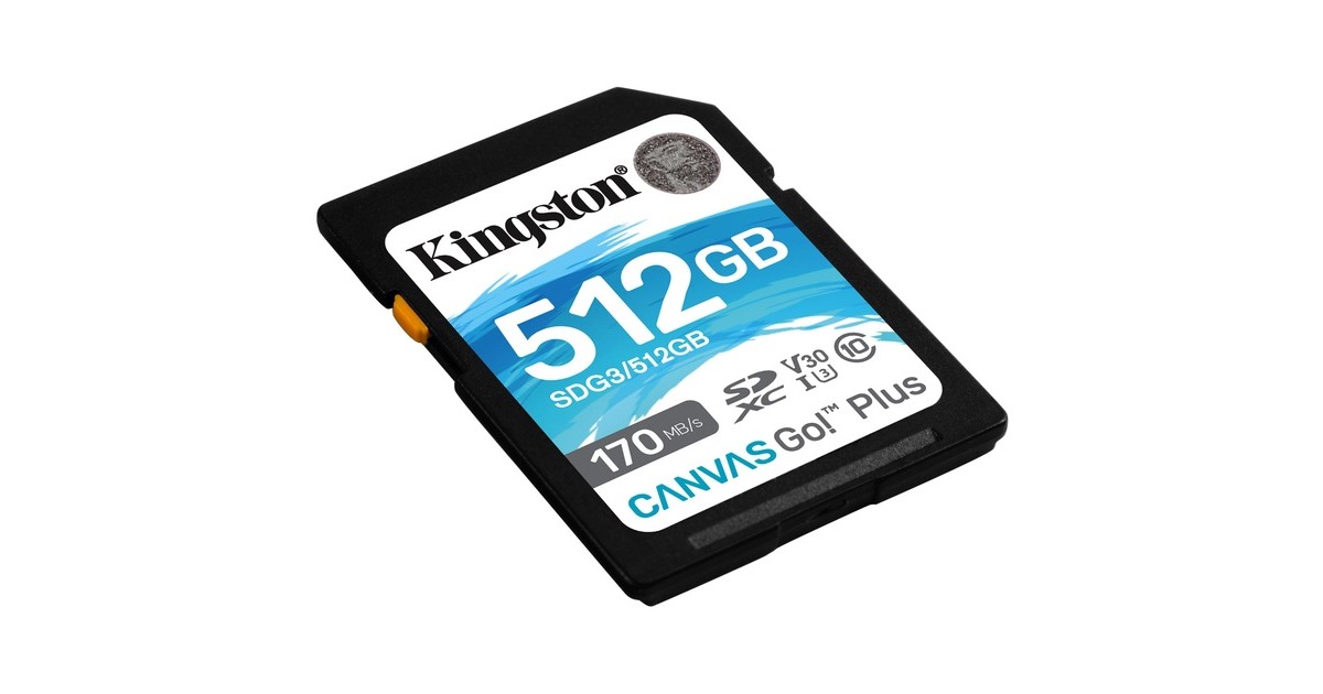 Kingston Canvas Go! Plus 512 GB SDXC, Speicherkarte(schwarz, UHS-I U3, Class 10, V30)
