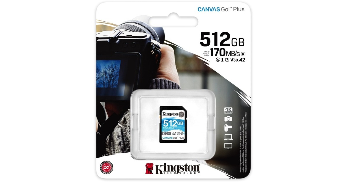Kingston Canvas Go! Plus 512 GB SDXC, Speicherkarte(schwarz, UHS-I U3, Class 10, V30)