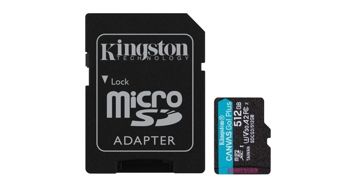Kingston Canvas Go! Plus 512 GB microSDXC, Speicherkarte(schwarz, UHS-I U3, Class 10, V30, A2)