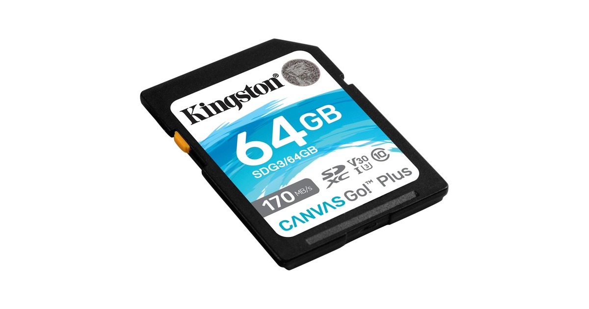 Kingston Canvas Go! Plus 64 GB SDXC, Speicherkarte(schwarz, UHS-I U3, Class 10, V30)