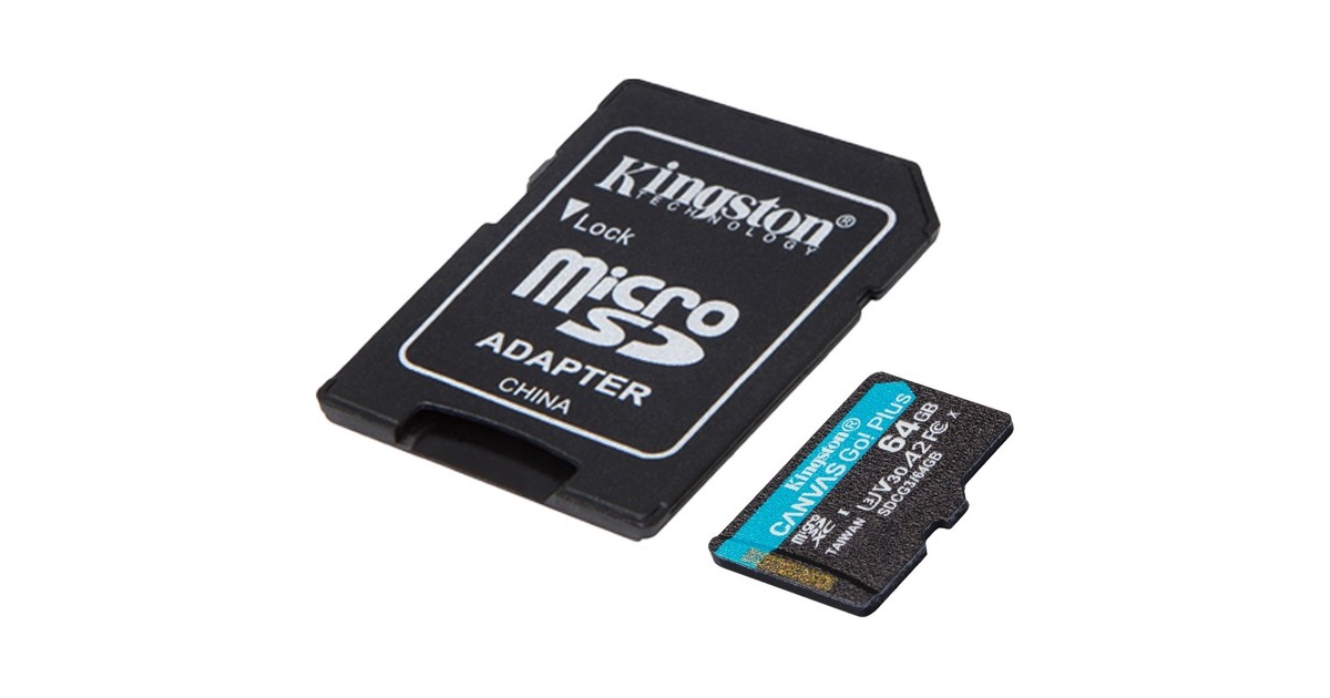 Kingston Canvas Go! Plus 64 GB microSDXC, Speicherkarte(schwarz, UHS-I U3, Class 10, V30, A2)