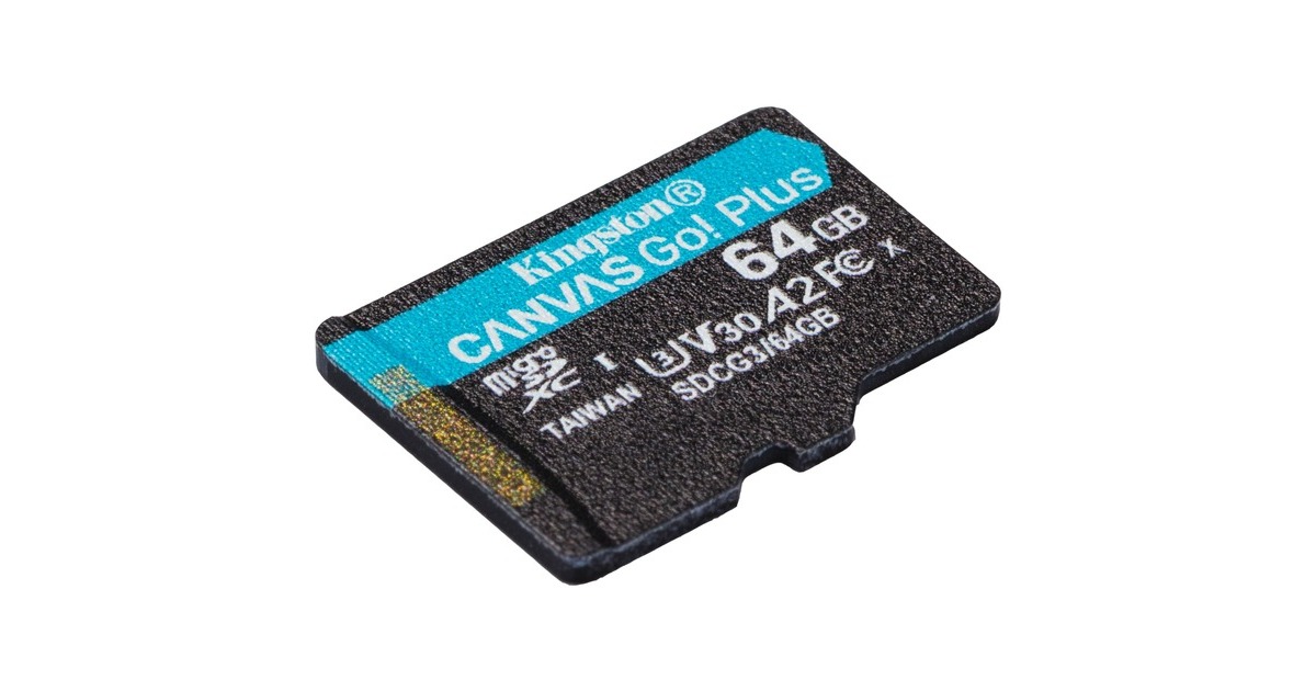 Kingston Canvas Go! Plus 64 GB microSDXC, Speicherkarte(schwarz, UHS-I U3, Class 10, V30, A2)