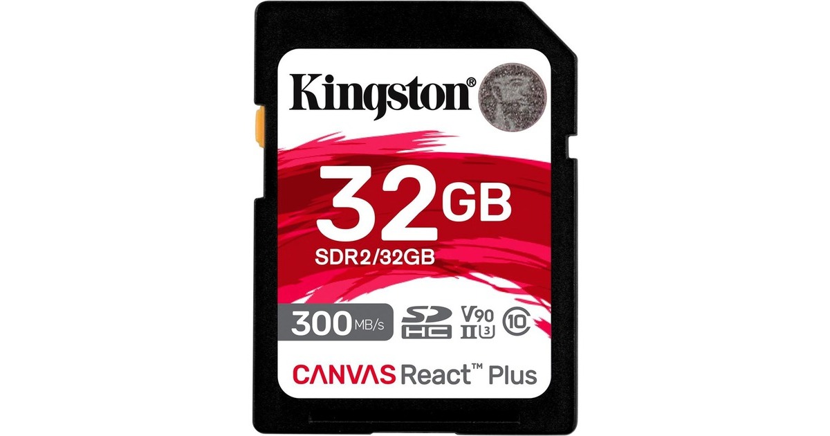 Kingston Canvas React Plus 32 GB SDHC, Speicherkarte(schwarz, UHS-II U3, Class 10, V90)