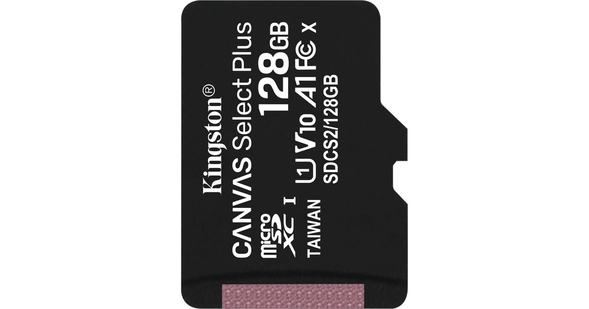 Kingston Canvas Select Plus 128 GB microSDXC, Speicherkarte(schwarz, UHS-I U1, Class 10, V10, A1)