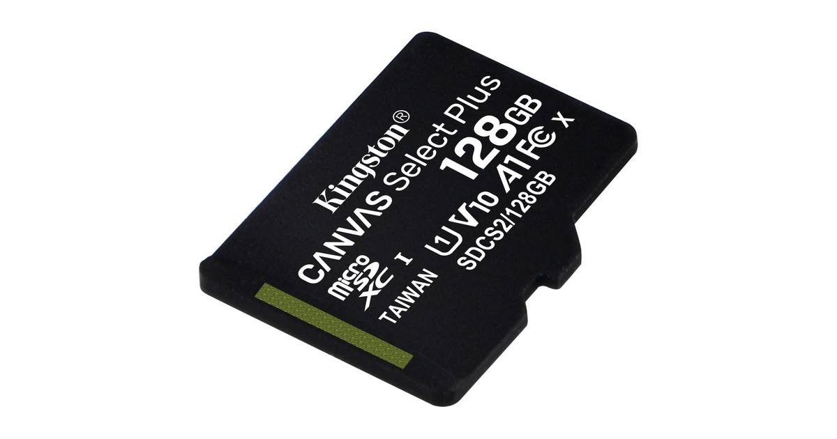 Kingston Canvas Select Plus 128 GB microSDXC, Speicherkarte(schwarz, UHS-I U1, Class 10, V10, A1)