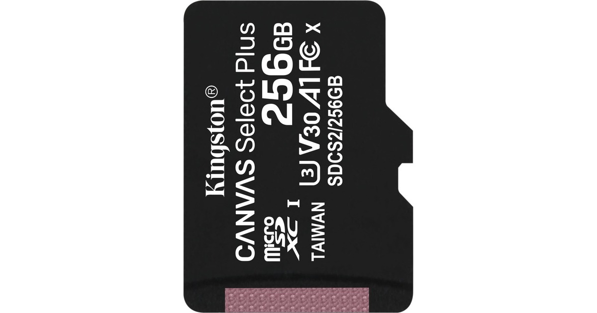 Kingston Canvas Select Plus 256 GB microSDXC, Speicherkarte(schwarz, UHS-I U3, Class 10, V30, A1)