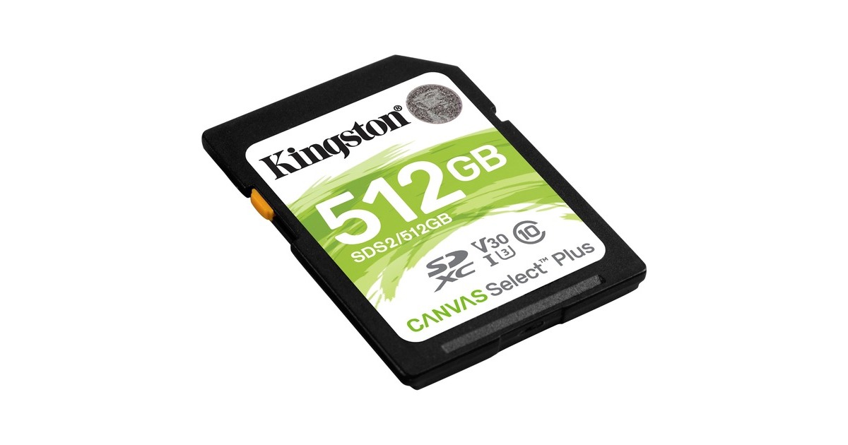 Kingston Canvas Select Plus 512 GB SDXC, Speicherkarte(schwarz, UHS-I U3, Class 10, V30)