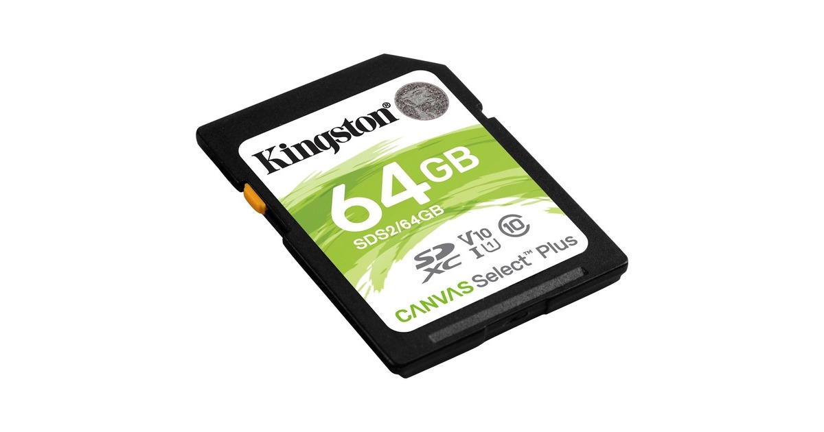 Kingston Canvas Select Plus 64 GB SDXC, Speicherkarte(schwarz, UHS-I U1, Class 10, V10)