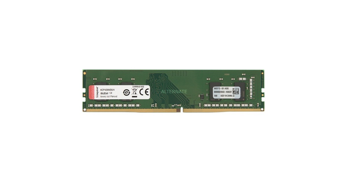 Kingston DIMM 4 GB DDR4-2666, Arbeitsspeicher(KCP426NS6/4)