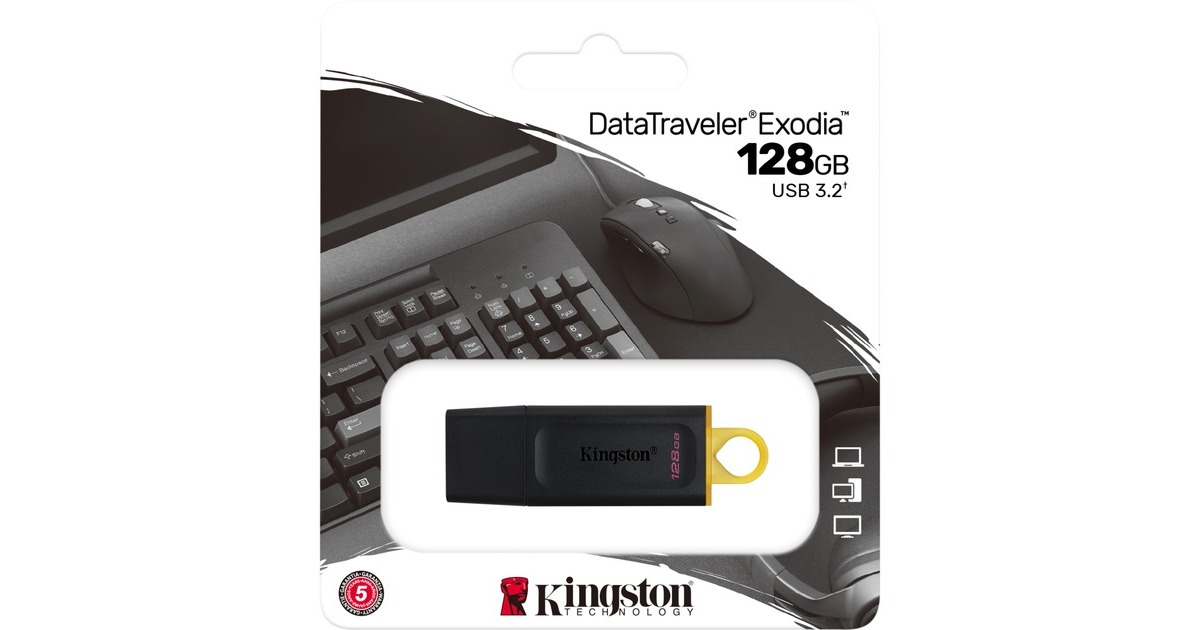 Kingston DataTraveler Exodia 128 GB, USB-Stick(schwarz/gelb, USB-A 3.2 Gen 1)