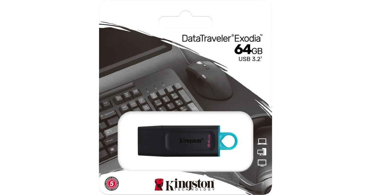 Kingston DataTraveler Exodia 64 GB, USB-Stick(schwarz/türkis, USB-A 3.2 Gen 1)